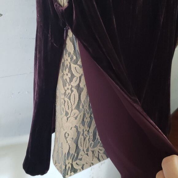 JOSEPHINE CHAUS Women's Crinkled Velvet Silk Blend Old Money Top Plum Size 6 - Picture 5 of 9